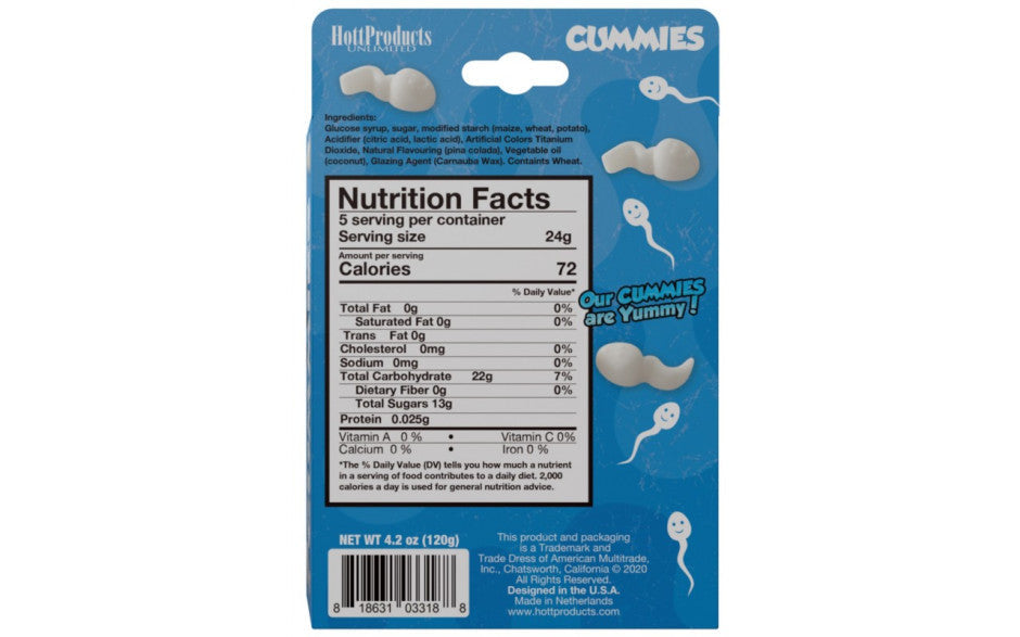 Cummies Sperm-Shaped Pina Colada Gummy Candy 25 Piece