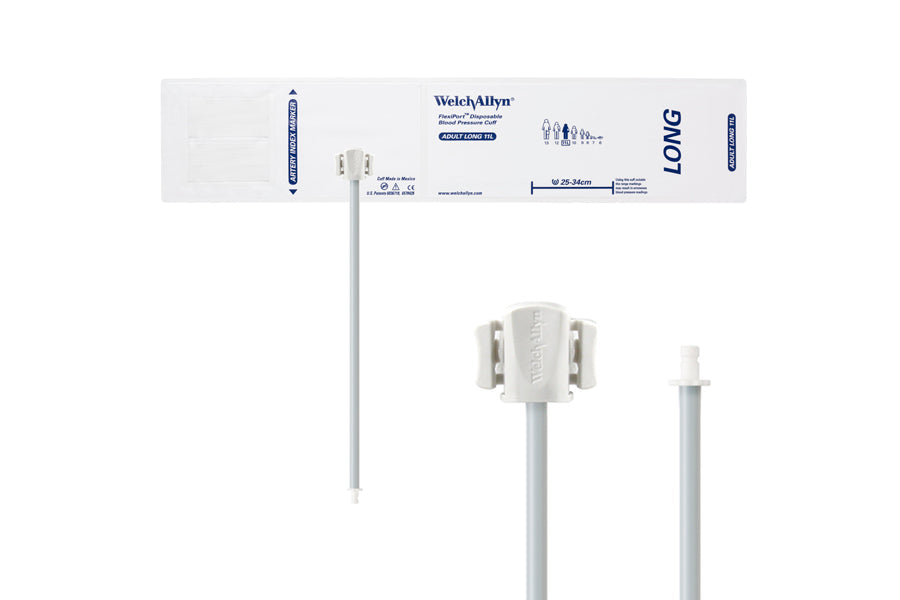 Hillrom - Welch Allyn Soft Disposable FlexiPort Cuff - One-Tube, Bayonet, Adult Long, Size 11L, 25-34 cm