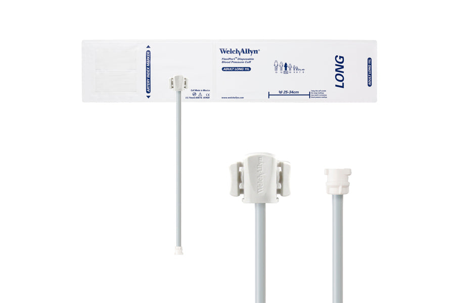 Hillrom - Welch Allyn Soft Disposable FlexiPort Cuff - One-Tube, Locking, Adult Long, Size 11L, 25-34 cm