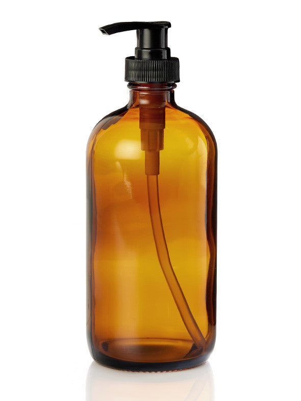 Amber Glass Bottle (500ml) with Black Lotion Pumps
