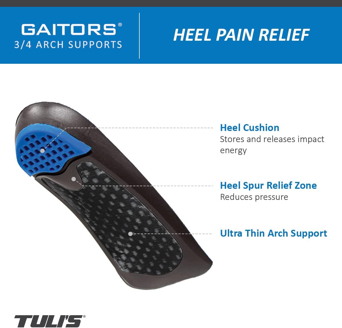 Tuli's Gaitors - 3/4 Length Orthotics with Arch Support and Shock Absorption