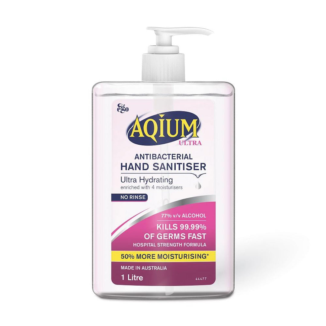 Aqium Ultra Hand Sanitiser Gel — 1 L | 70% Alcohol, Moisturising