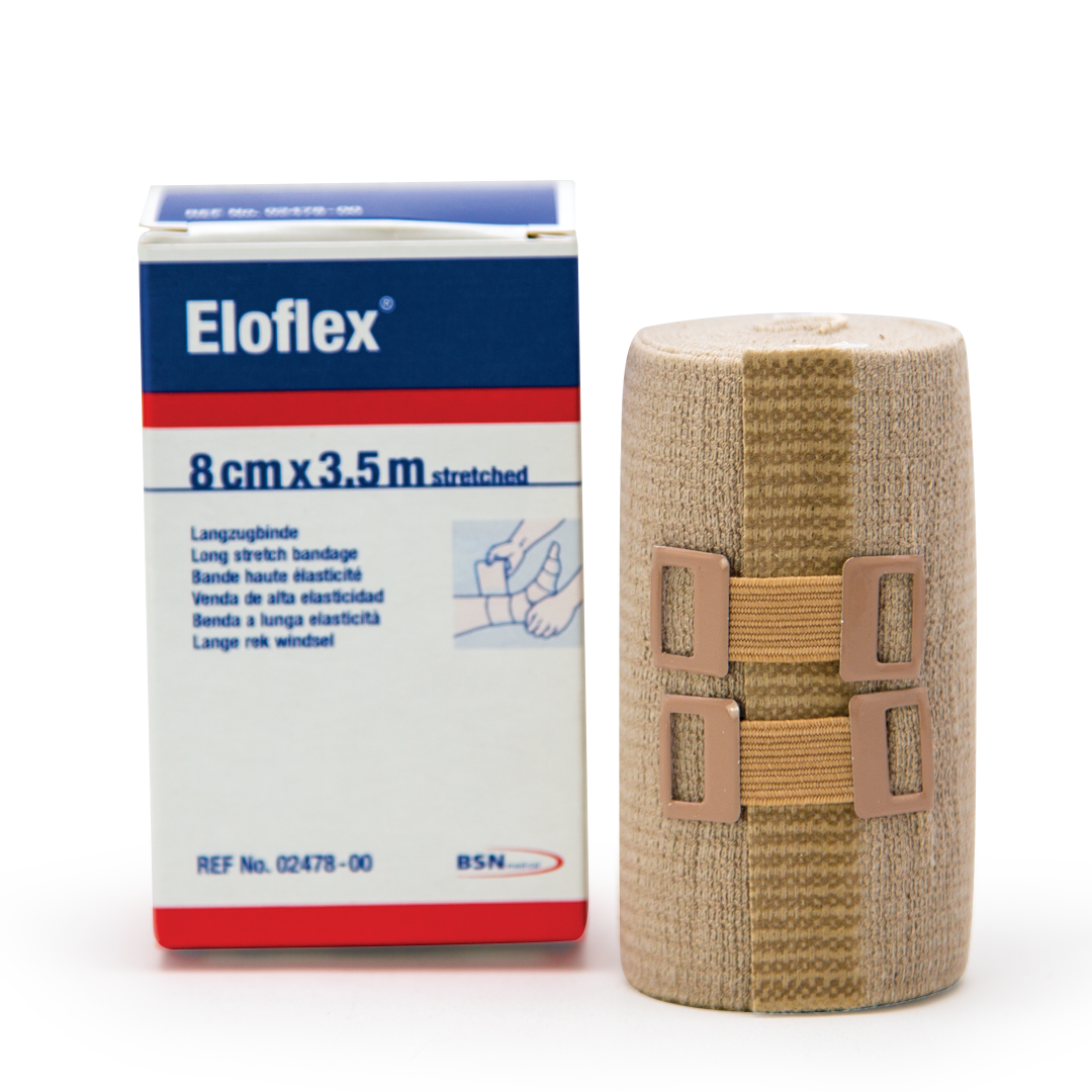 Eloflex Beige Elastic Compression Bandage 8 cm × 3.5 m (Stretched)