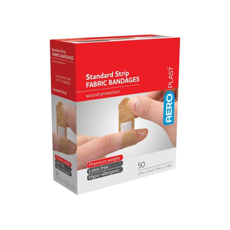 Fabric Adhesive Bandaids (Plasters) — 1.9 x 7.2 cm | Box of 40 or 100