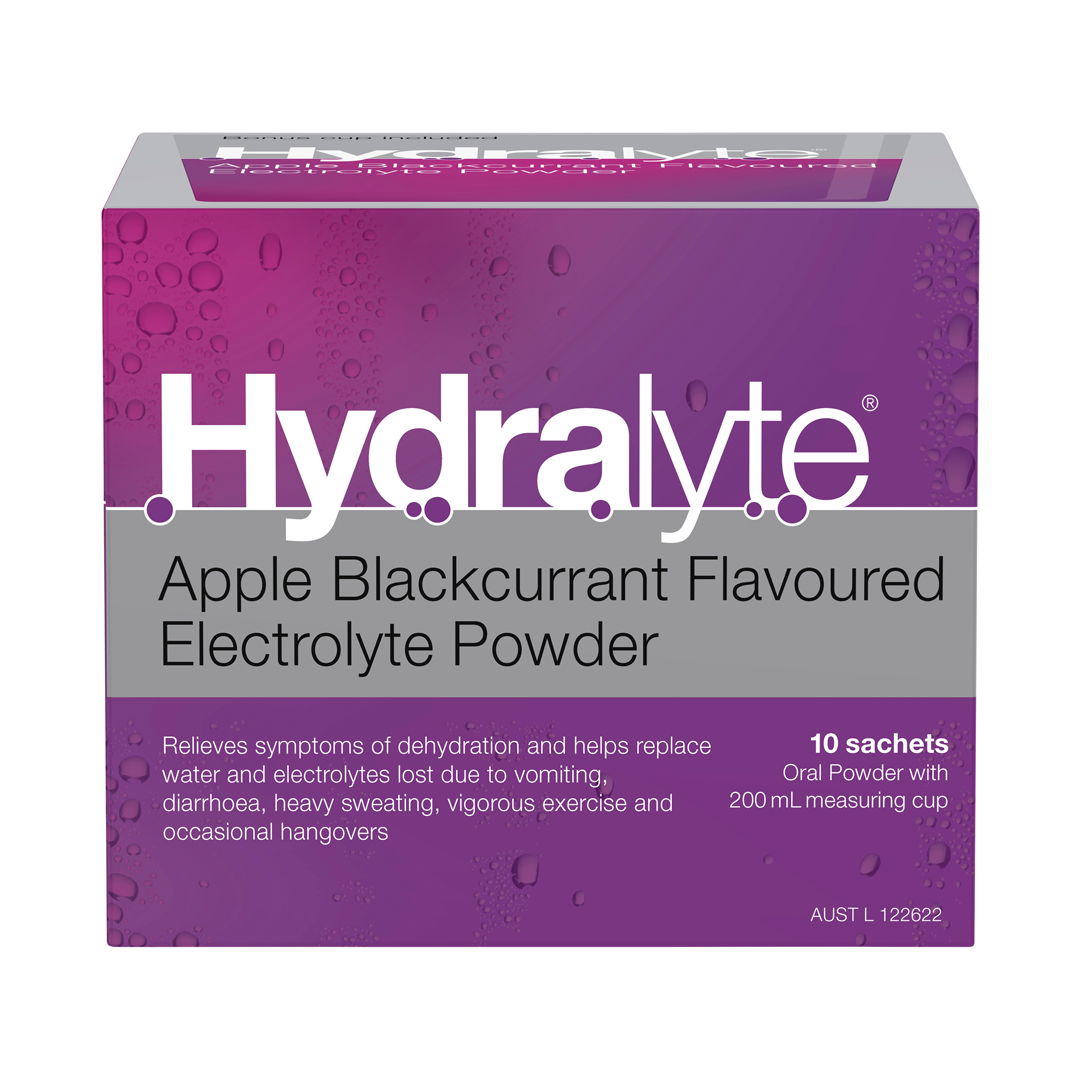 Hydralyte Electrolyte Powder Sachets – Pack of 10 + 200 mL Mixing Cup