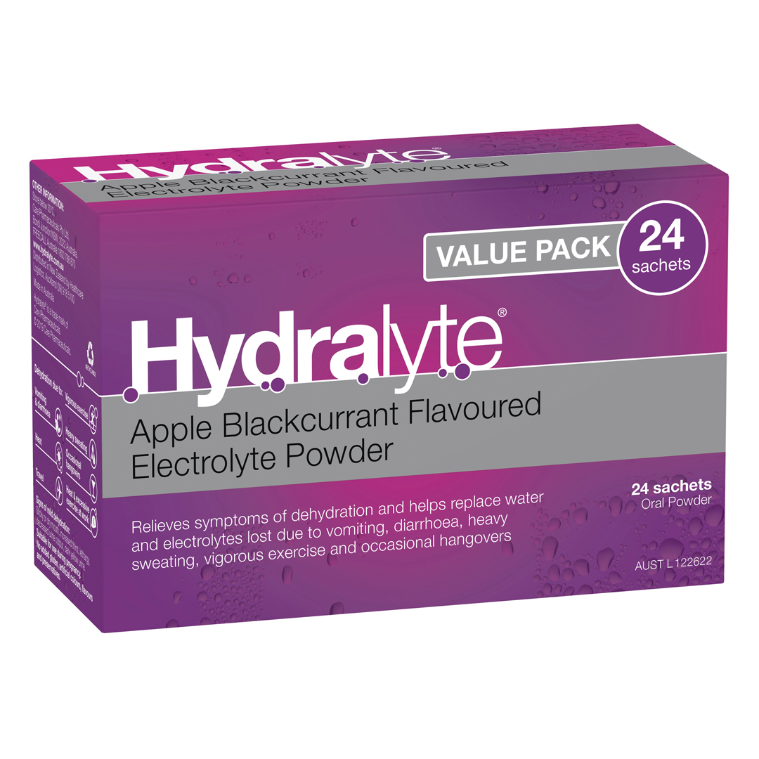 Hydralyte Electrolyte Powder Sachets – Pack of 24 (Oral Rehydration)