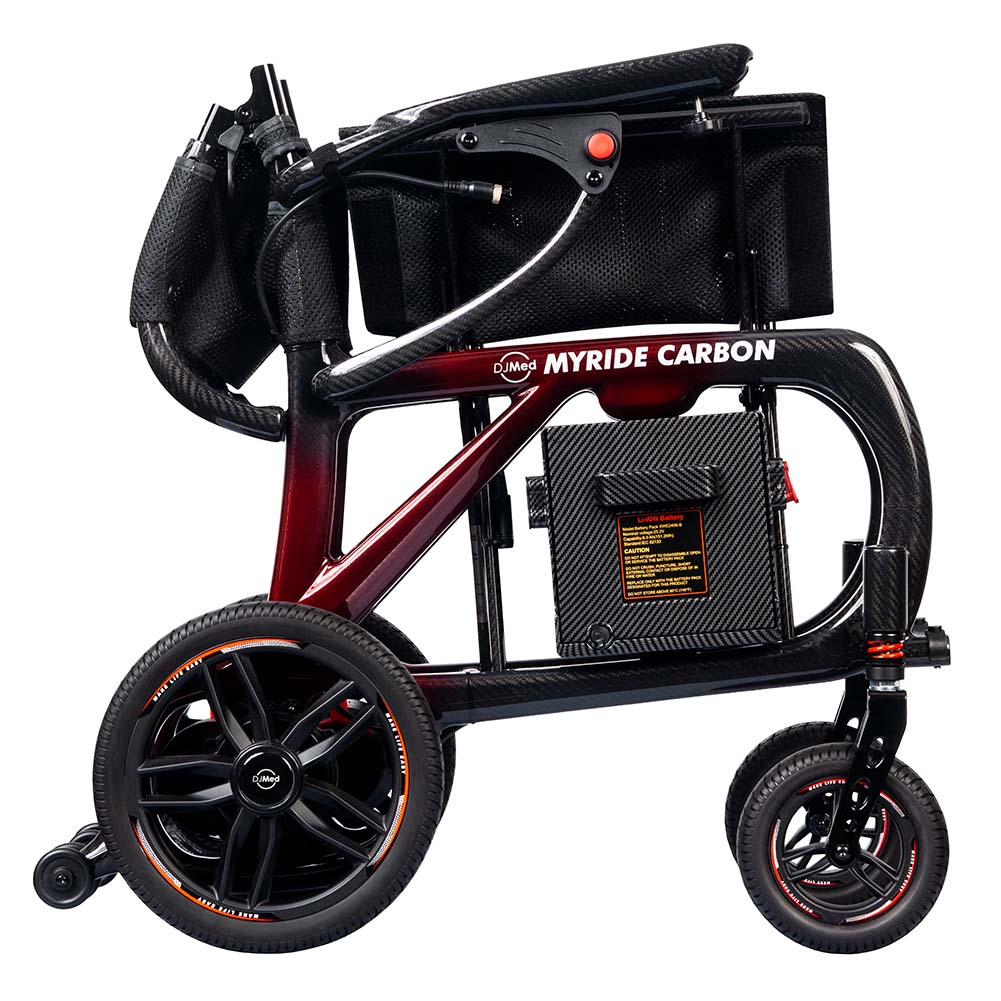 Ultralight carbon fibre electric wheelchair for travel & storage