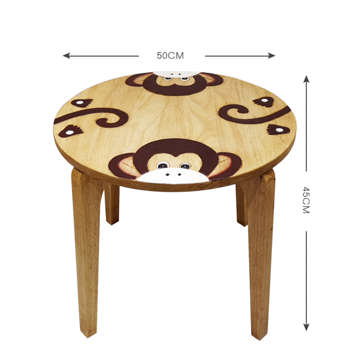 Monkey Kids Table Set with 2 Chairs – Handmade Solid Hardwood
