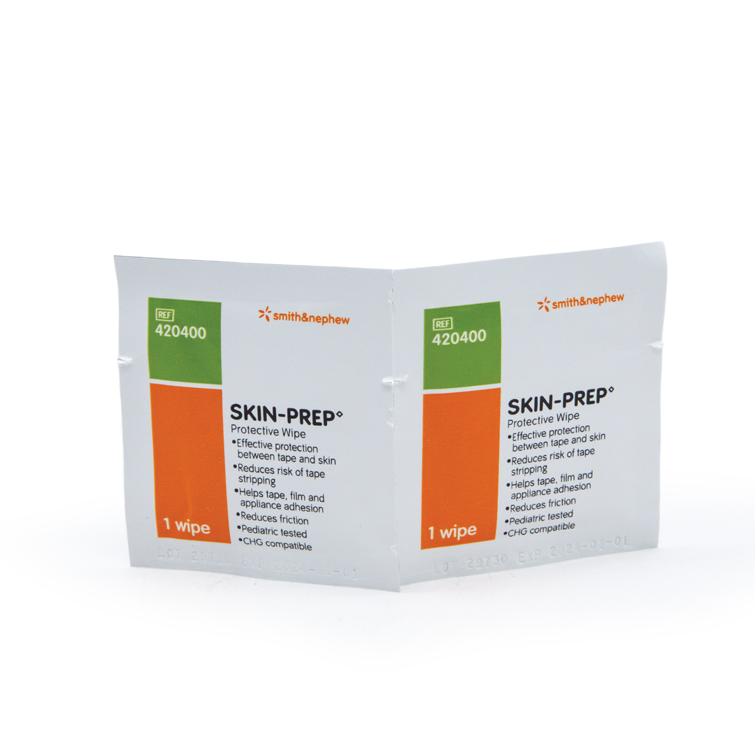 Skin prep adhesive barrier spray and wipe options