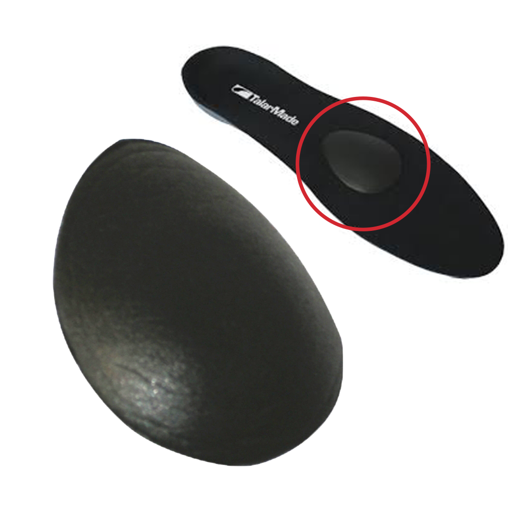 Teardrop met domes with MicroGrip for foot orthoses