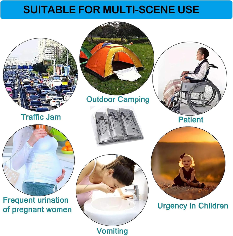 Disposable Emergency Urinal Bags 12-Pack - Portable Pee Bags for Travel & Camping