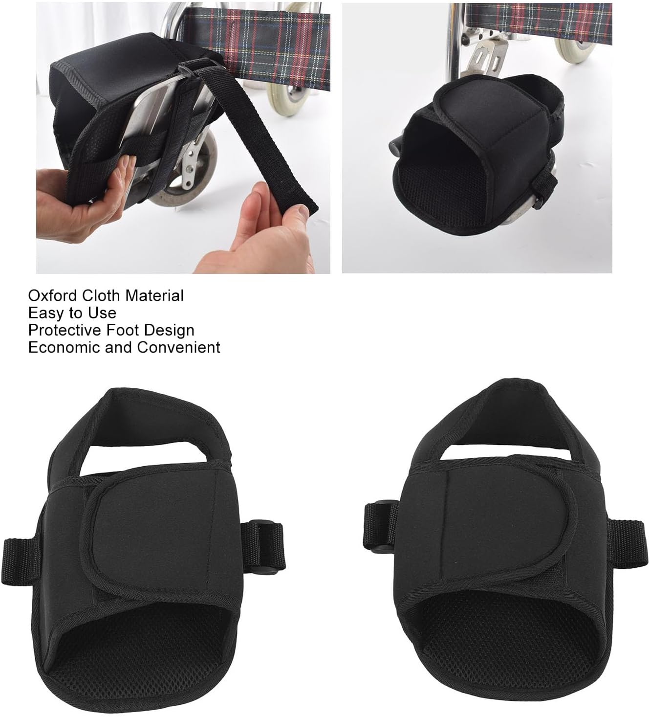 2PCS Wheelchair Shoe Holders - Oxford Anti-Fall Restraint with Fixed Straps