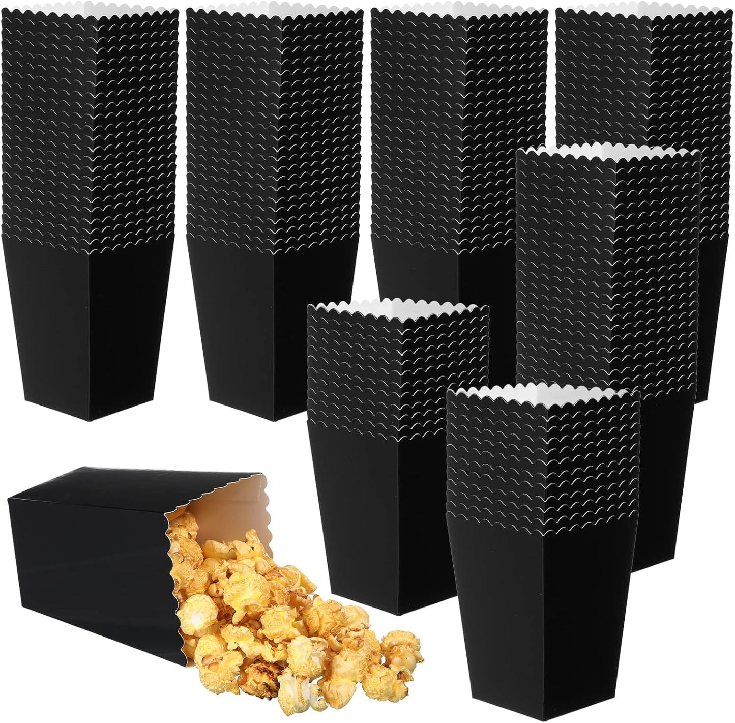 Mini Popcorn Boxes 450-Pack - Black Cardboard Party Holders 2.36x2.99x4.17