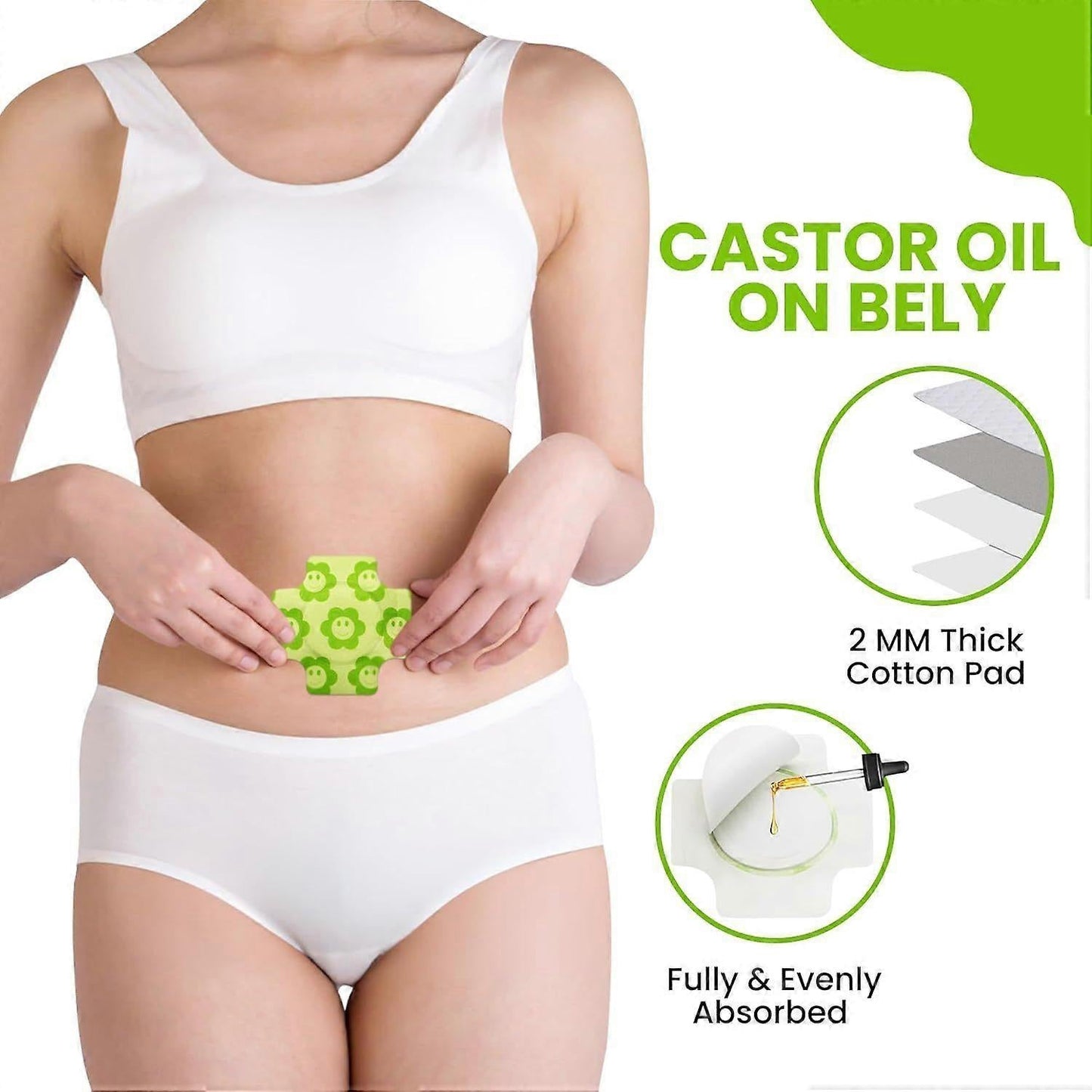 Organic Castor Oil Pack Wrap,Self-Adhesive, Flexible Highly Absorbent Castor Oil