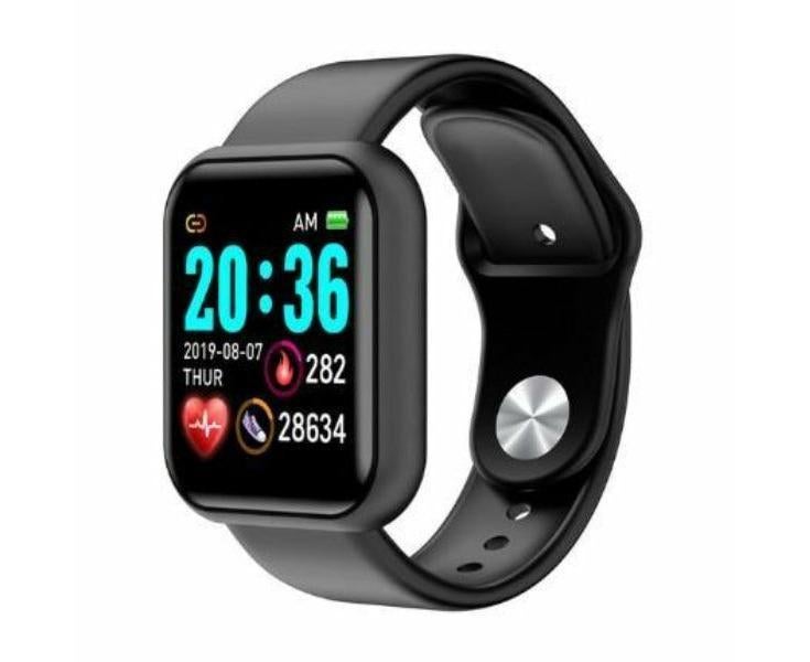 Smart Fitness Tracker Watch - Heart Rate & Blood Pressure Monitor Band (Black)