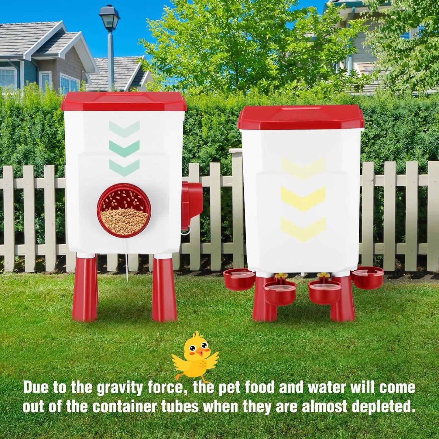 Automatic Chicken Feeder & Waterer Set - 8KG Food & 7L Water Red