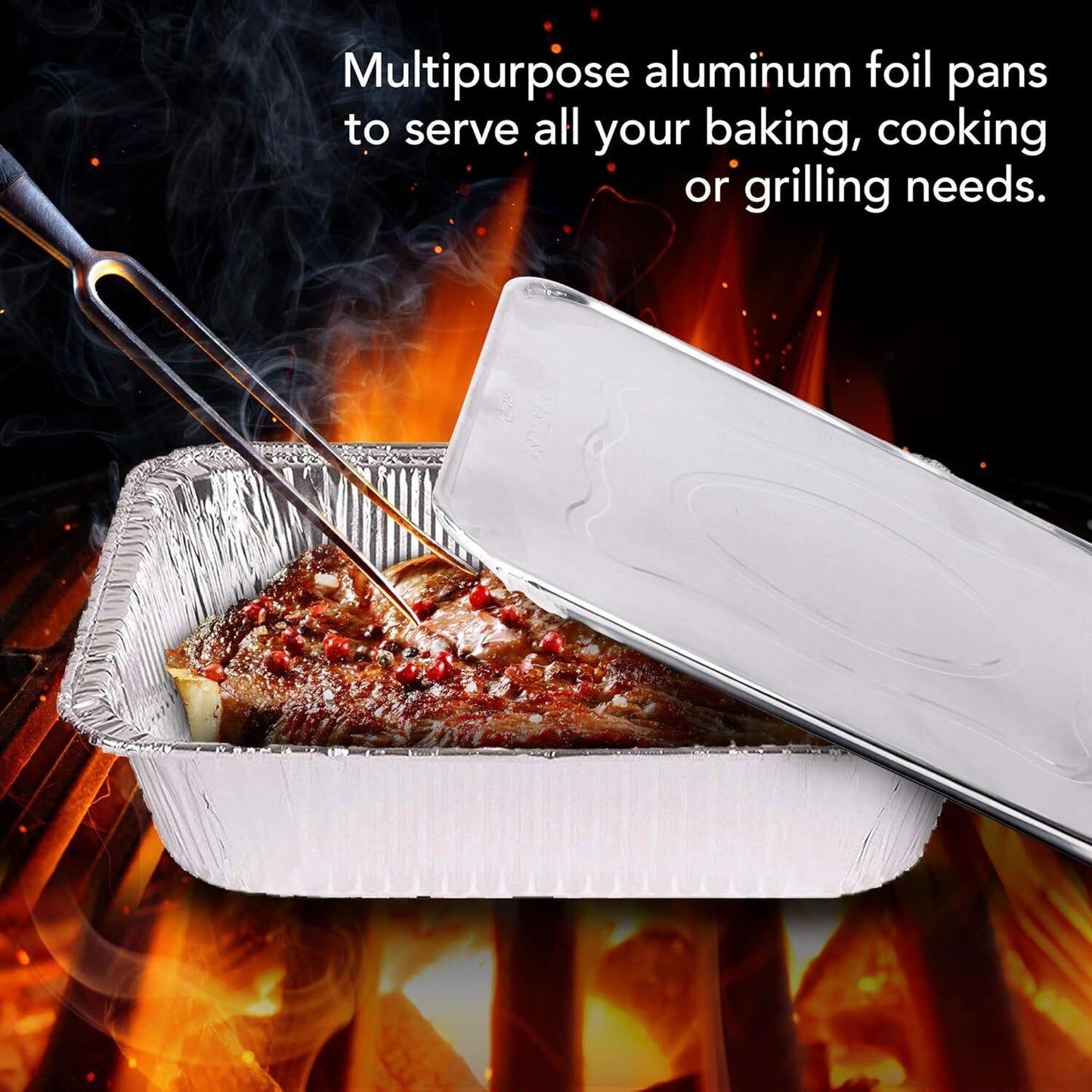 160x Aluminium Disposable Foil Food Container Trays Pans w/ Lids Covers Bulk 32cm*26cm*6.3cm