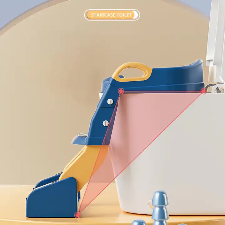 Grey Children's Foldable Toilet Trainer Seat with Potty Ladder
