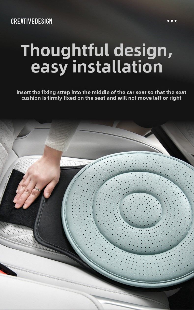 Gray 360 Rotating Car Seat Cushion 53cm - Swivel Mobility Aid for Seniors