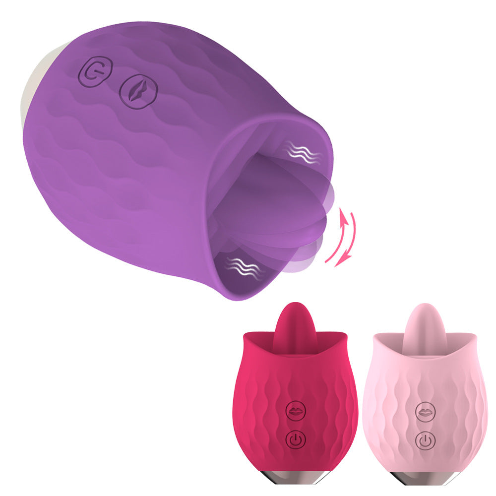 Purple Rosebud Flickering Tongue Vibrator - 10 Speed Clitoral & G-Spot Stimulator