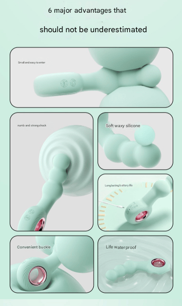 Black Handheld G-Spot & Prostate Massager with Beads- (USB Rechargeable)