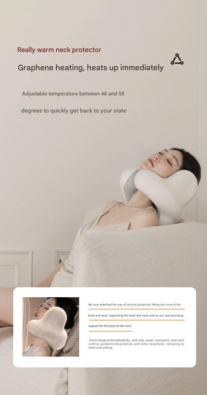 Smart Neck Pillow - Bluetooth Noise Reduction & Graphene Heating (Silver)