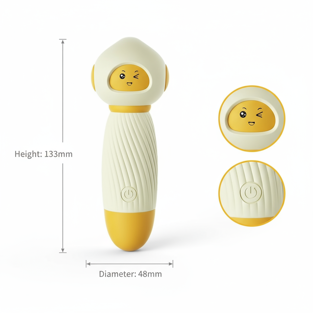 Yellow Mini Wand Massager - 10 Vibration Modes USB Rechargeable Waterproof