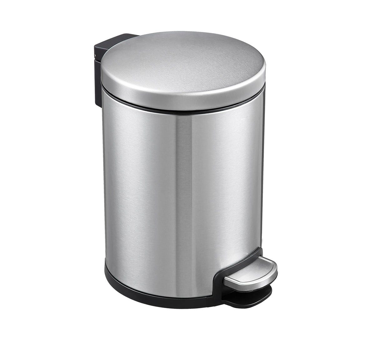 Round Stainless Steel Soft Close Pedal Bin 3L Bathroom