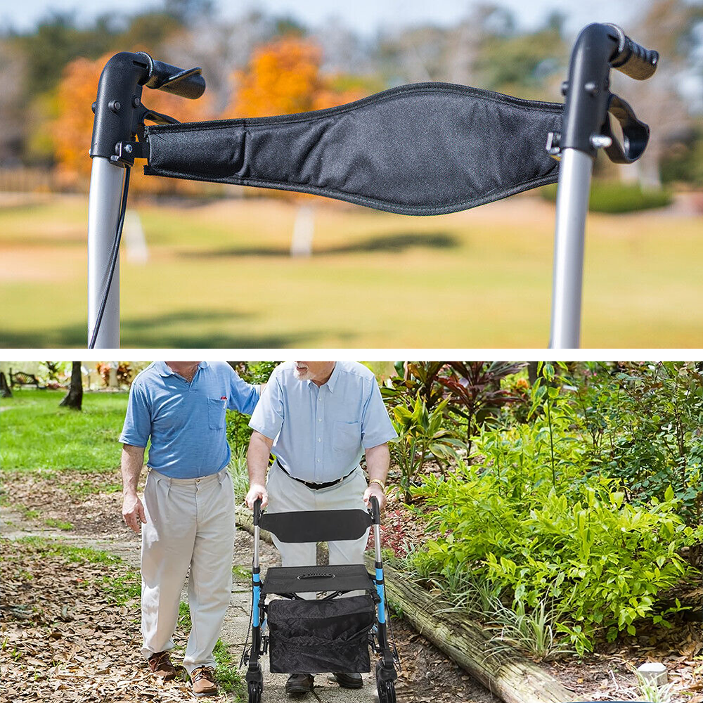 Foldable 2-in-1 Rollator Walker Chair - 8 Wheels 136kg Capacity Storage Bag