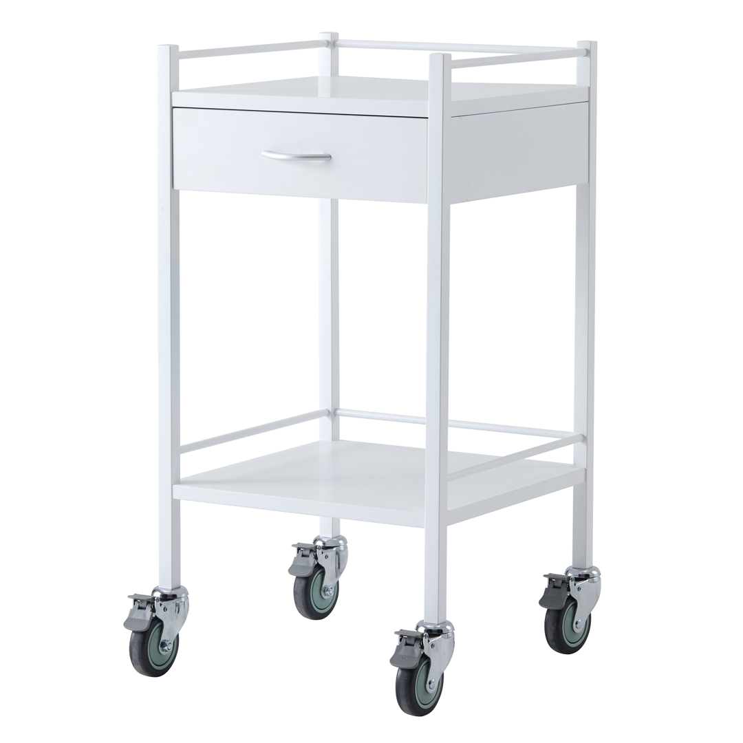 Powder Coated Trolley with Drawer and Bottom Shelf