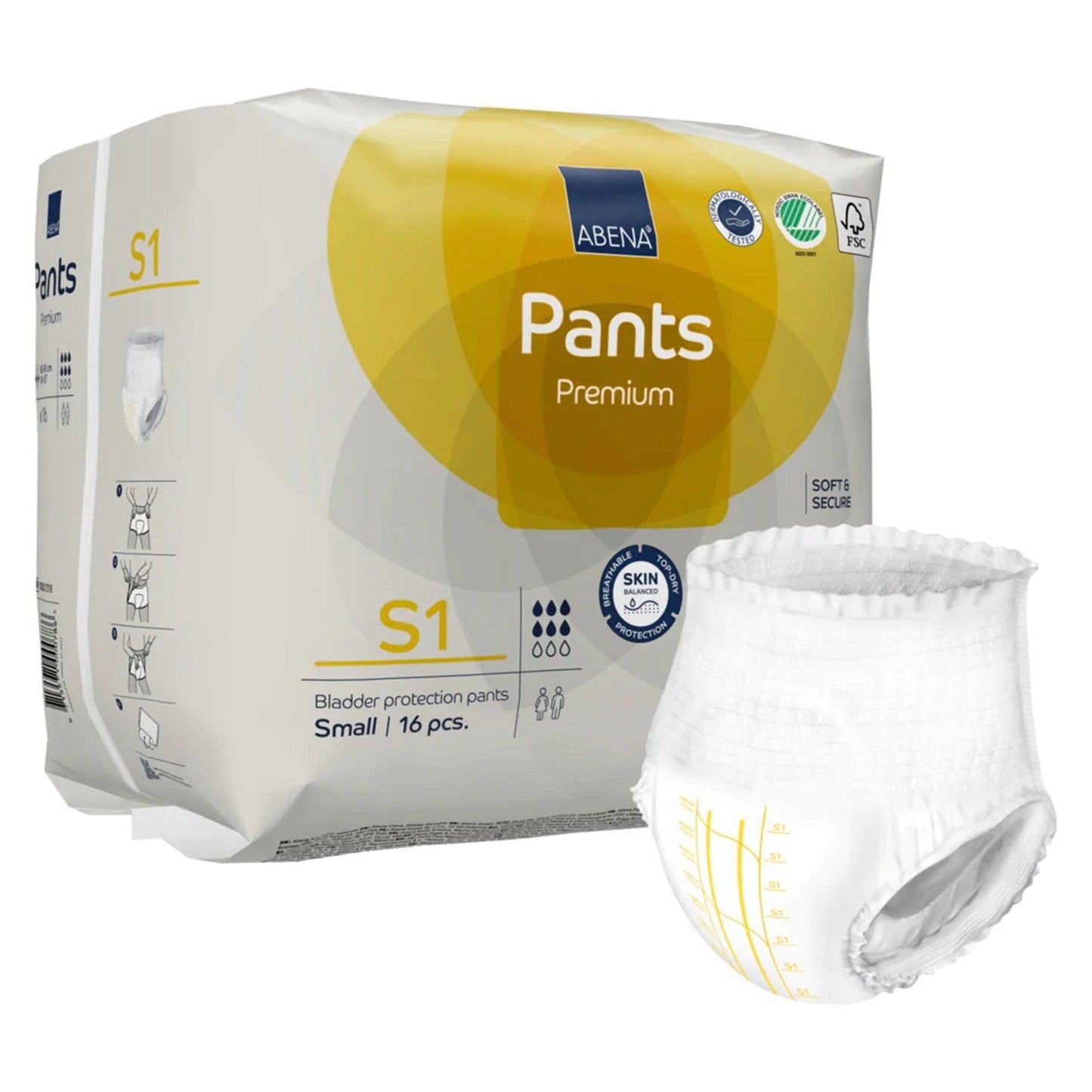 Abena Incontinence Pants Abena Abri-Flex S2 Yellow 1900ml 60-90cm