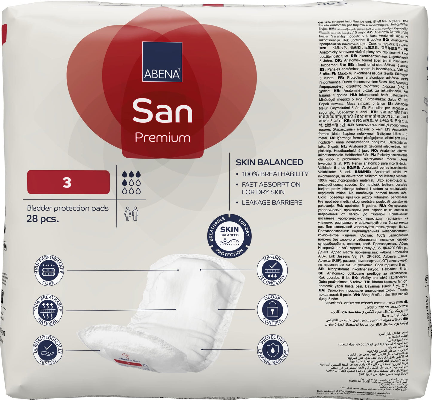 Abena Incontinence Pads Abena-San 3 Premium Red 500ml