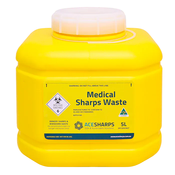 Ace Sharps Yellow Non Spill Screw Top 5 Litre
