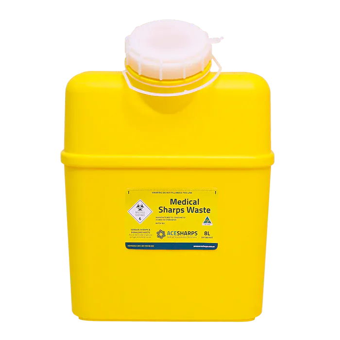 Ace Sharps Yellow Non Spill Screw Top 8 Litre