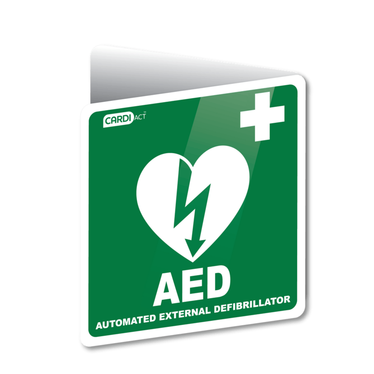 CARDIACT Poly AED Angle Bracket Sign 22.5 x 22.5cm