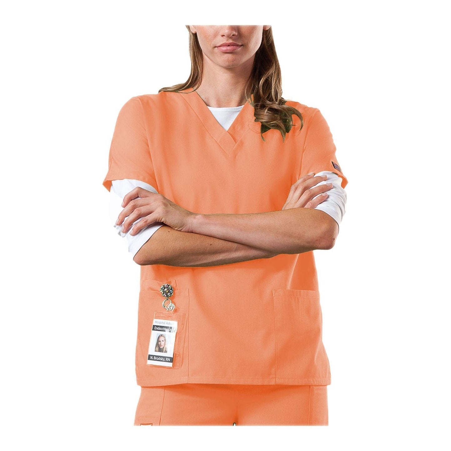 Cherokee 4700 Orange Sorbet Scrubs Top Traditional Classic