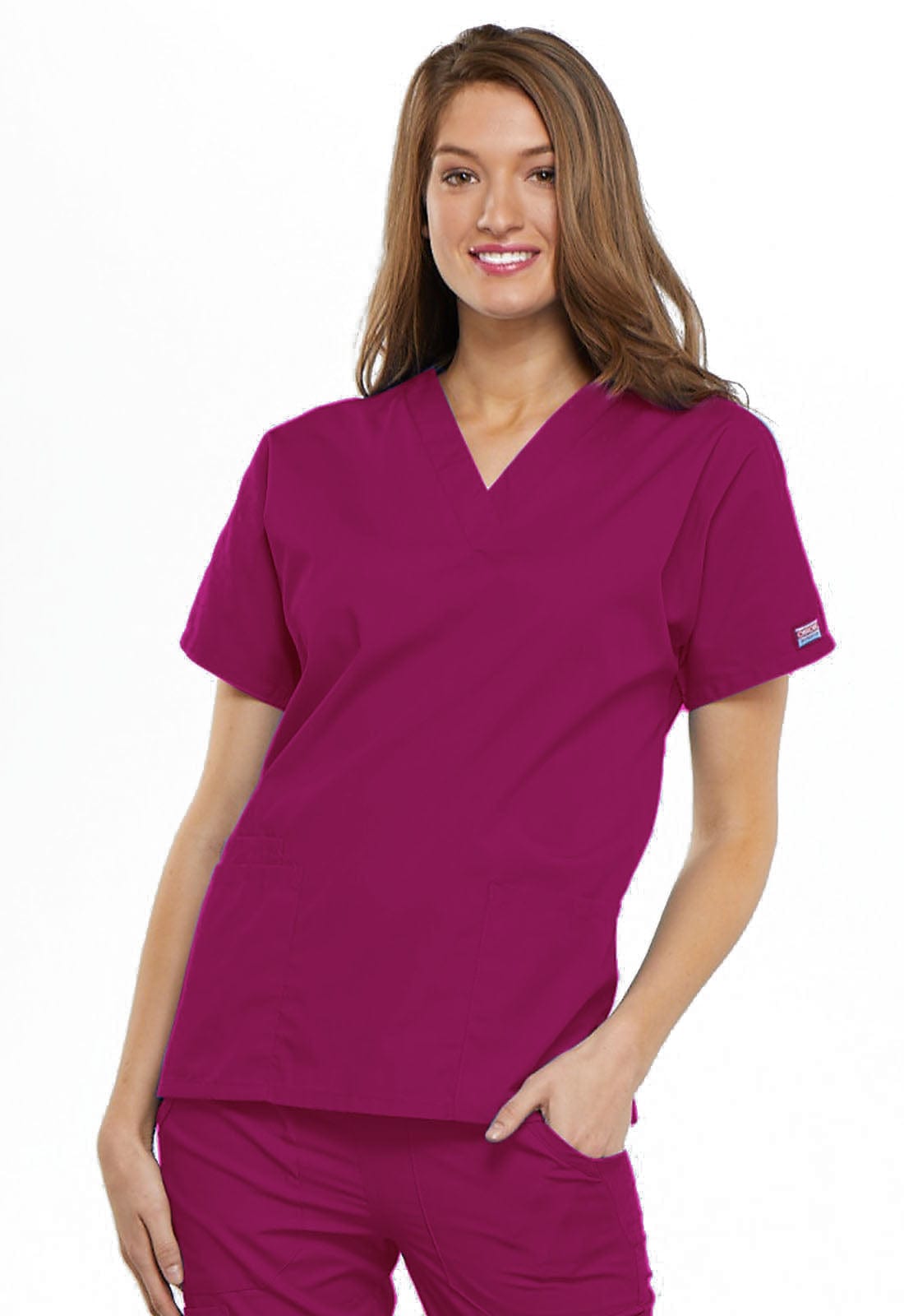 Cherokee Scrubs XL Cherokee 4700 Raspberry Scrubs Top WW Traditional Classic