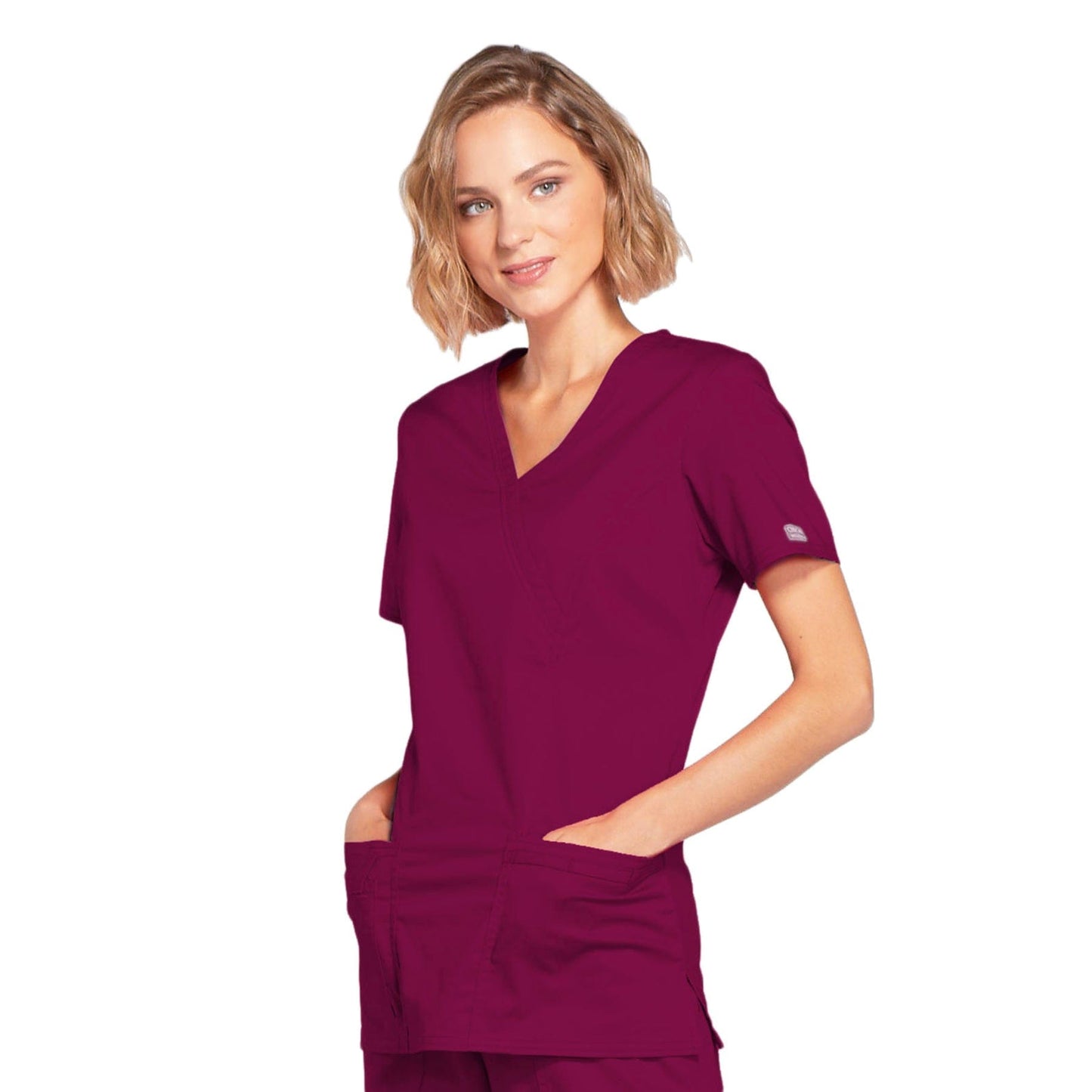Cherokee Scrubs Top Cherokee 4728 Core Stretch Mock Wrap Top Wine