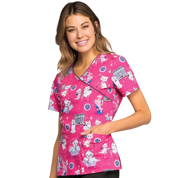 Cherokee Scrub Tops XXS Cherokee CK614 Beauty Paw-lor Scrub Top