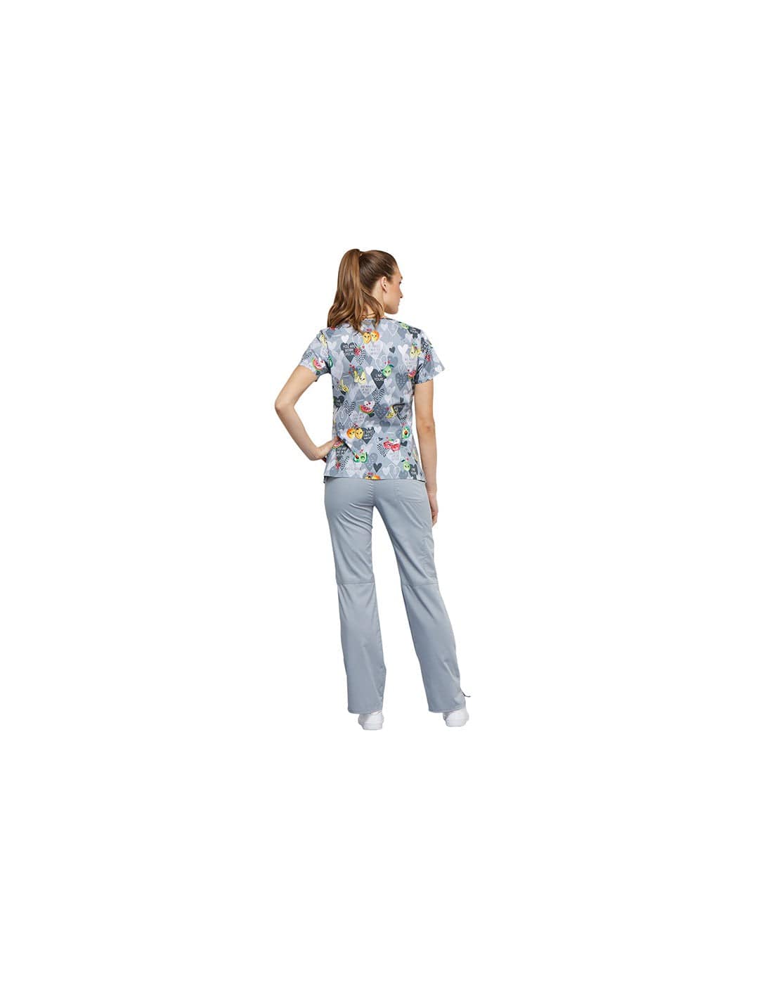Cherokee Scrub Tops Cherokee CK616 Apple-Y Ever After Scrubs Top Women