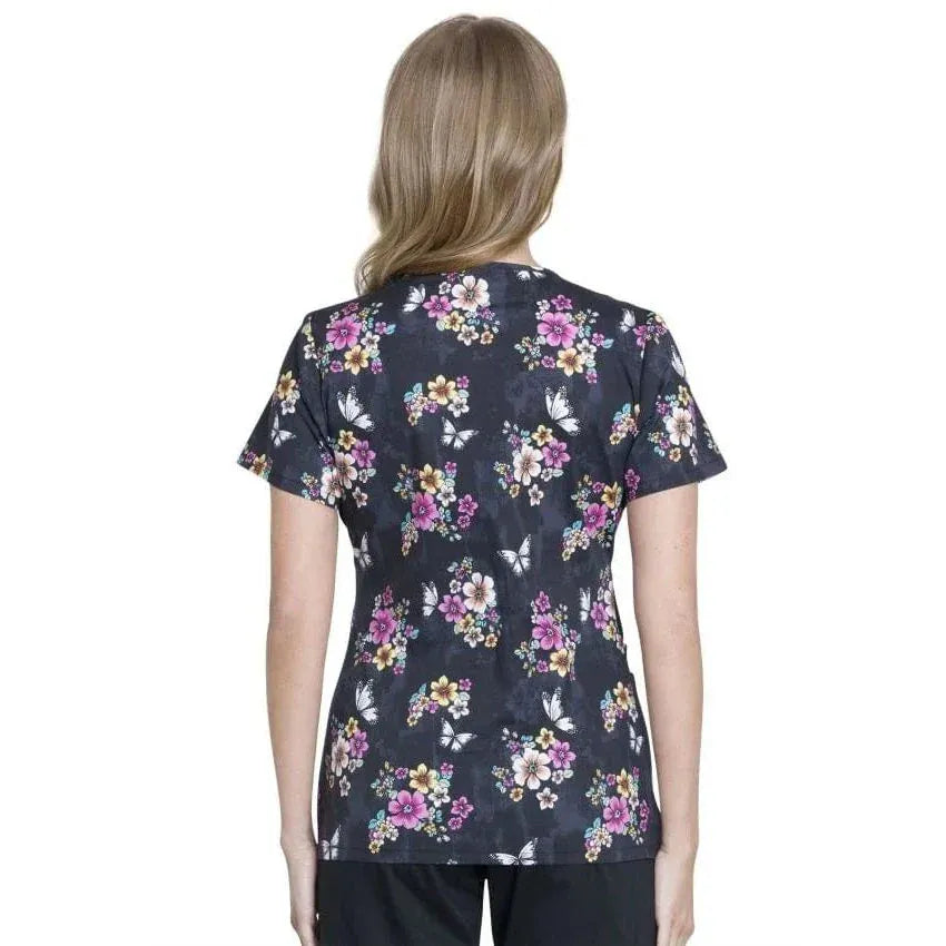 Cherokee Scrub Tops Cherokee CK616 Butterflies And Blossoms