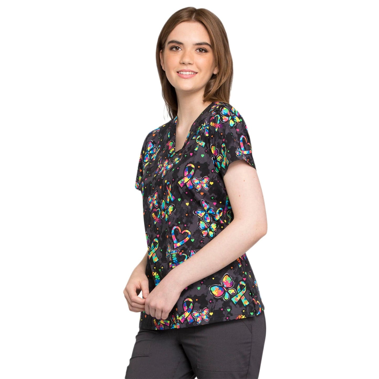 Cherokee Scrub Tops Cherokee CK616 One Piece At A Time Scrubs Top Women