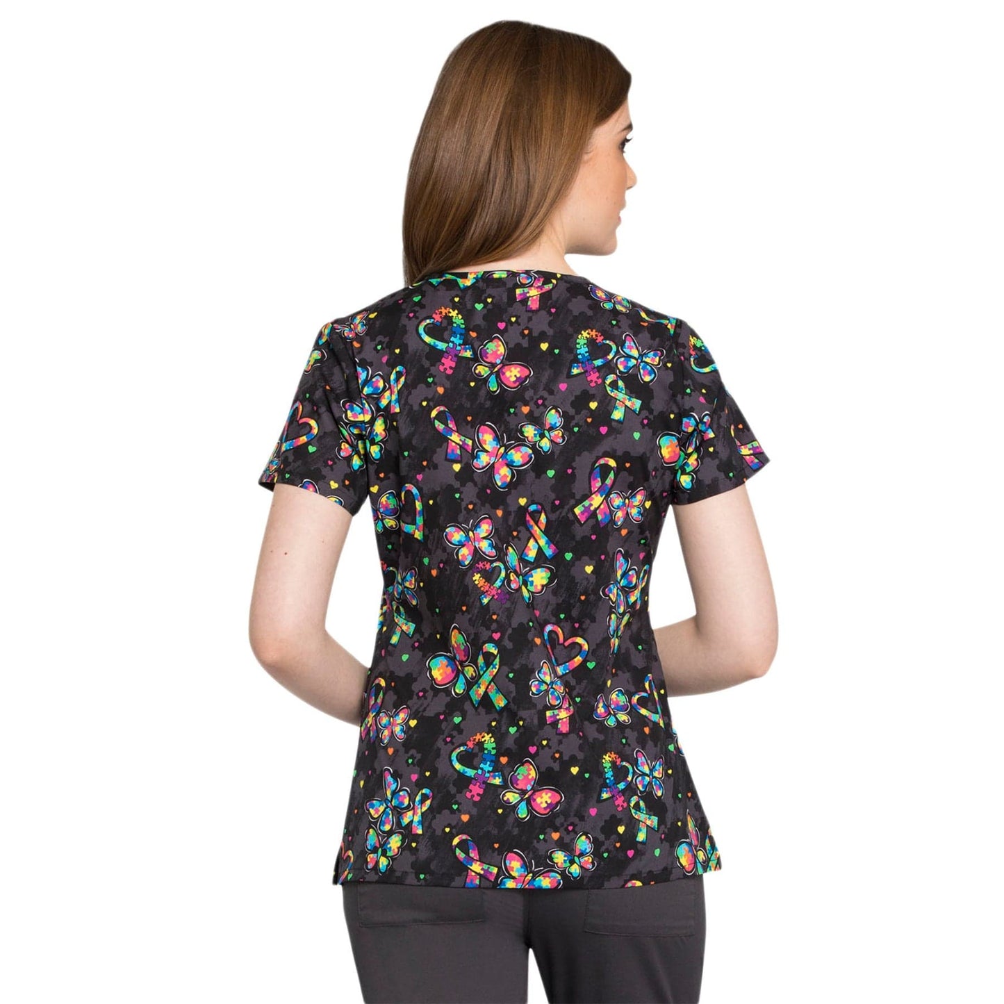 Cherokee Scrub Tops Cherokee CK616 One Piece At A Time Scrubs Top Women