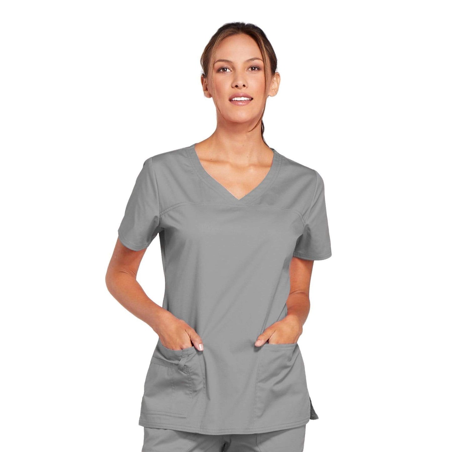 Cherokee Scrubs Top 2XL Cherokee Core Stretch 4727 Scrubs Top Women's V-Neck Grey