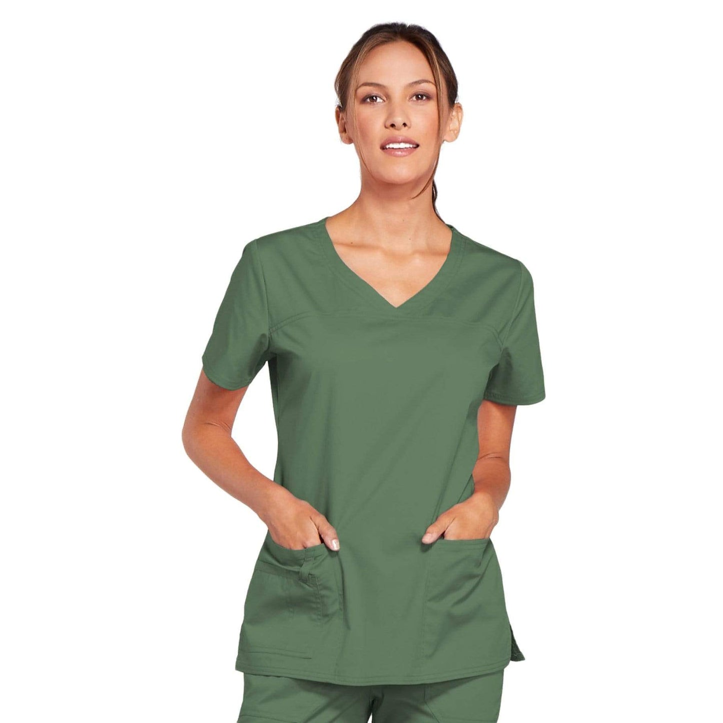 Cherokee Scrubs Top L Cherokee Core Stretch 4727 Scrubs Top Women's V-Neck Olive
