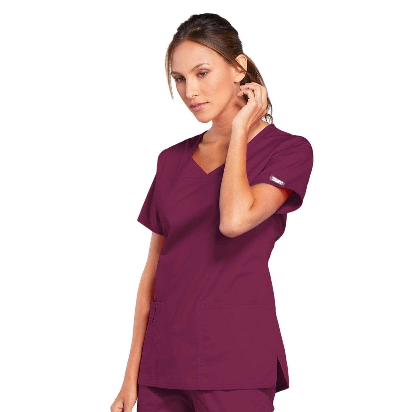 Cherokee Scrubs Top Cherokee Core Stretch 4727 Scrubs Top Women's V-Neck Wine