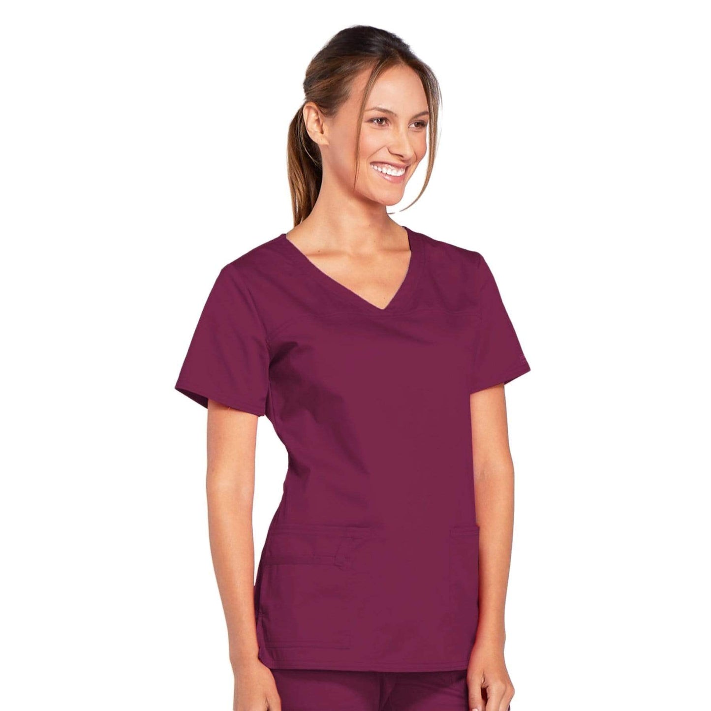 Cherokee Scrubs Top Cherokee Core Stretch 4727 Scrubs Top Women's V-Neck Wine