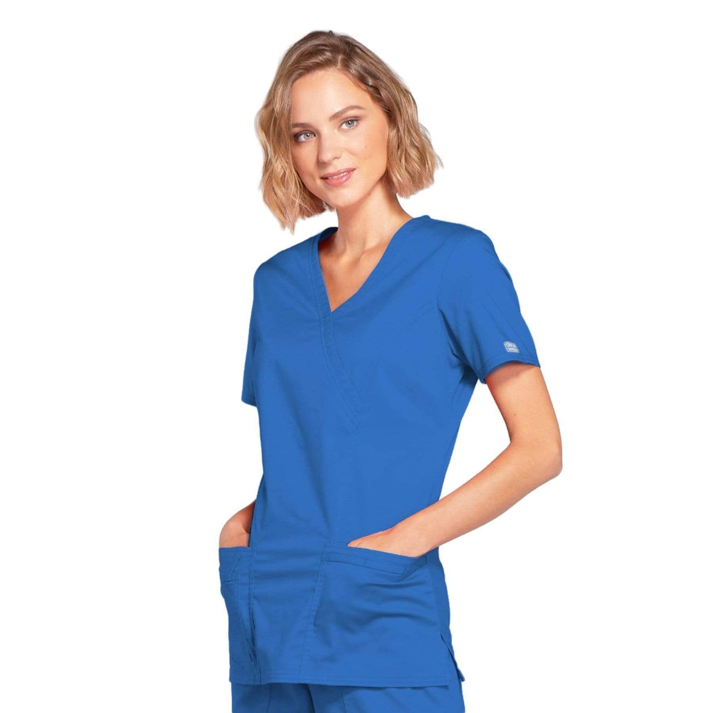 Cherokee Scrubs Top Cherokee Core Stretch 4728 Scrubs Top Women's Mock Wrap Royal