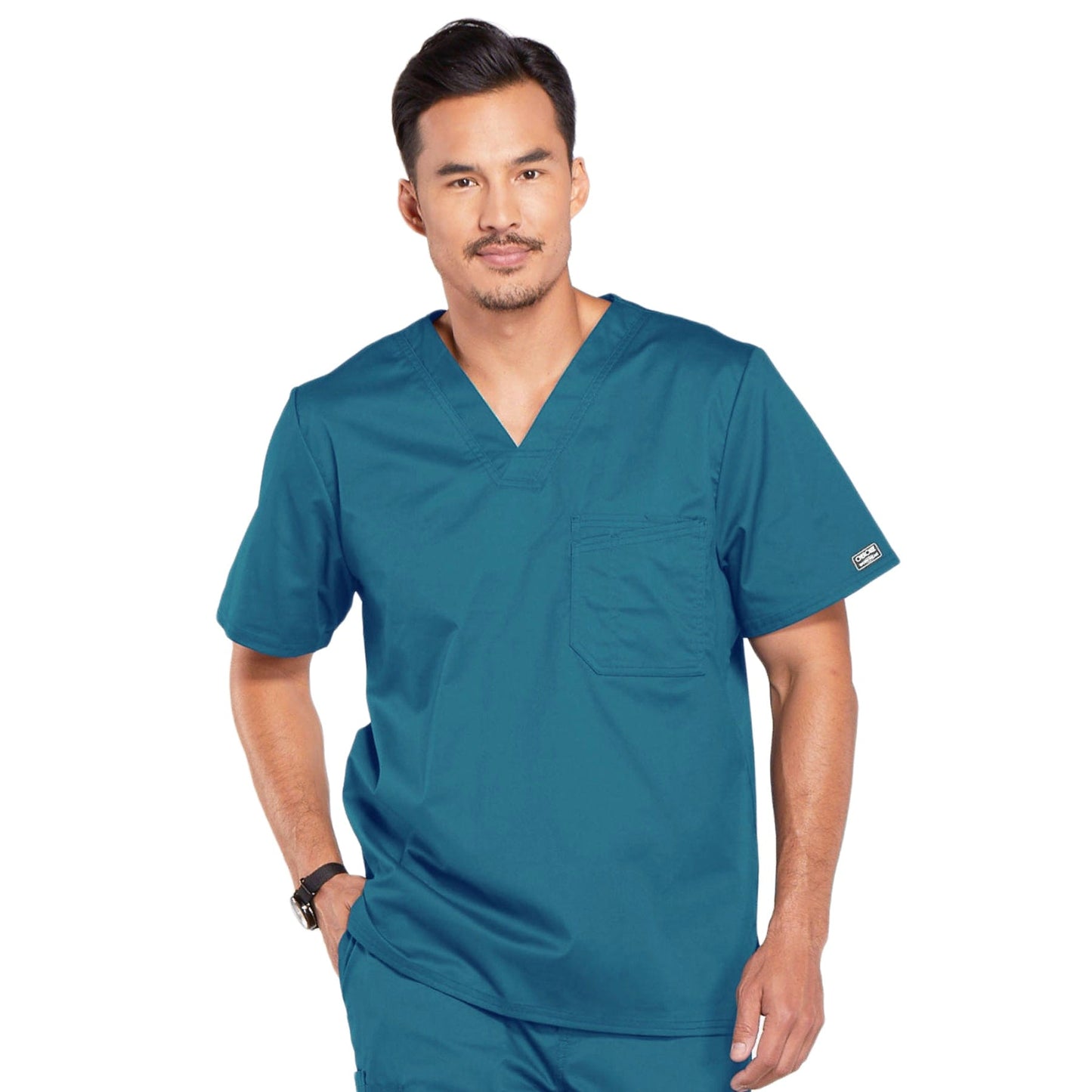 Cherokee Scrubs Top S Cherokee Core Stretch 4743 Scrubs Top Mens V-Neck Caribbean Blue
