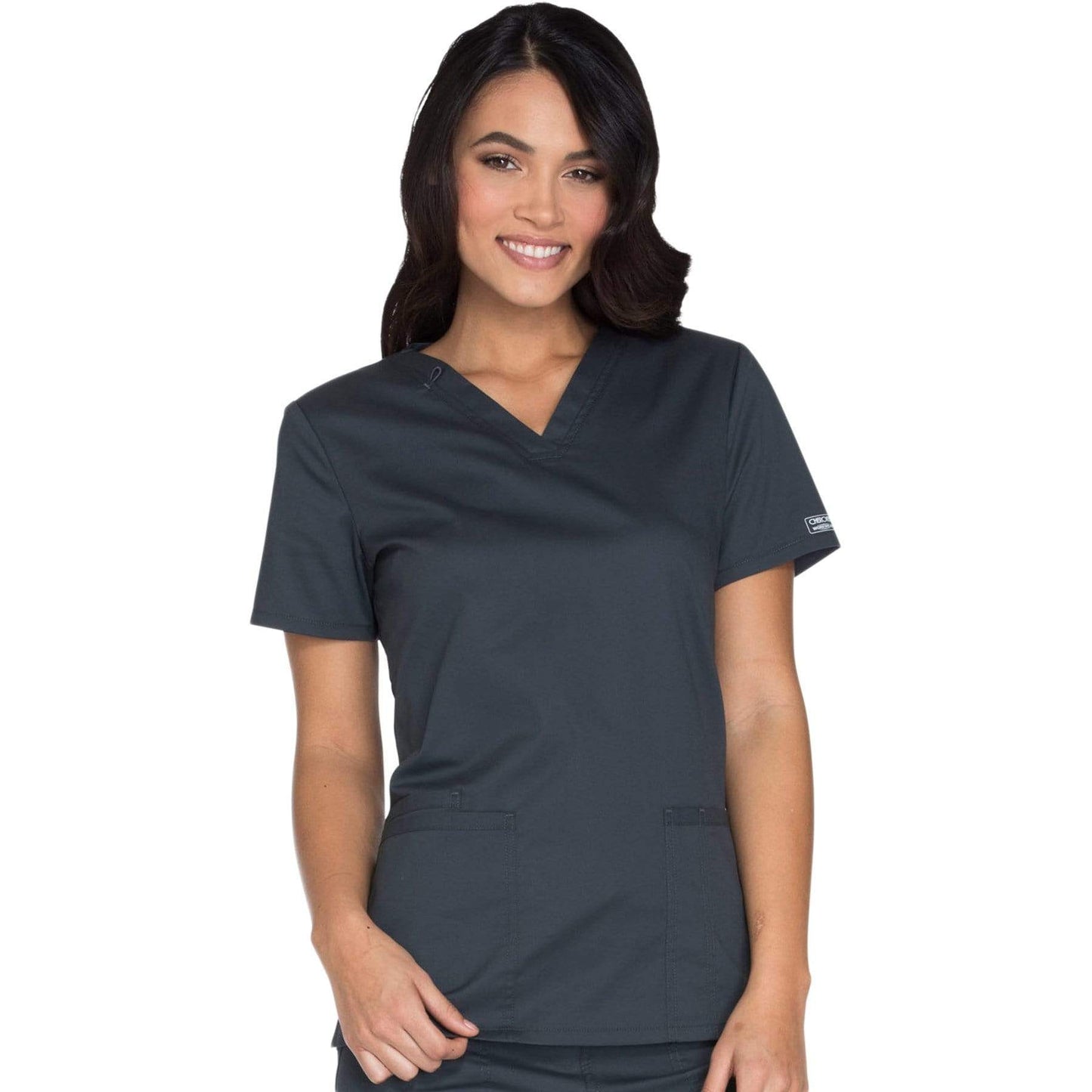 Cherokee Scrubs Top 2XL Cherokee Core Stretch WW630 Scrubs Top Women's V-Neck Pewter